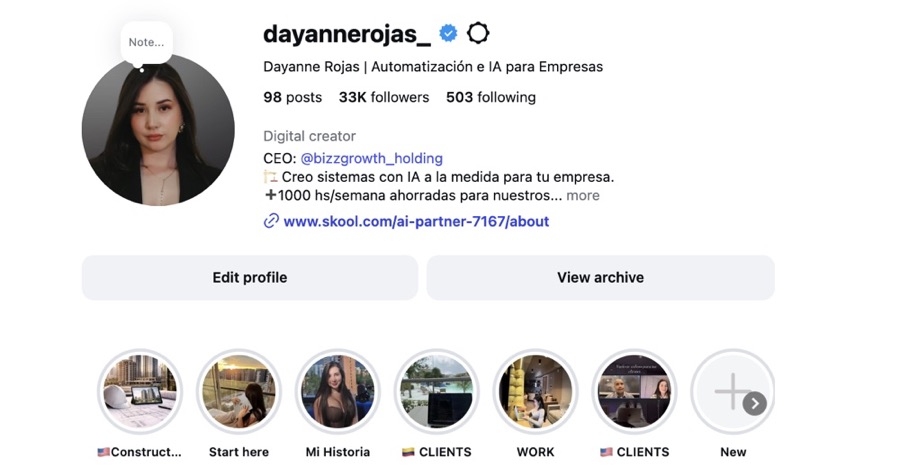 Perfil de Instagram @dayannerojas_